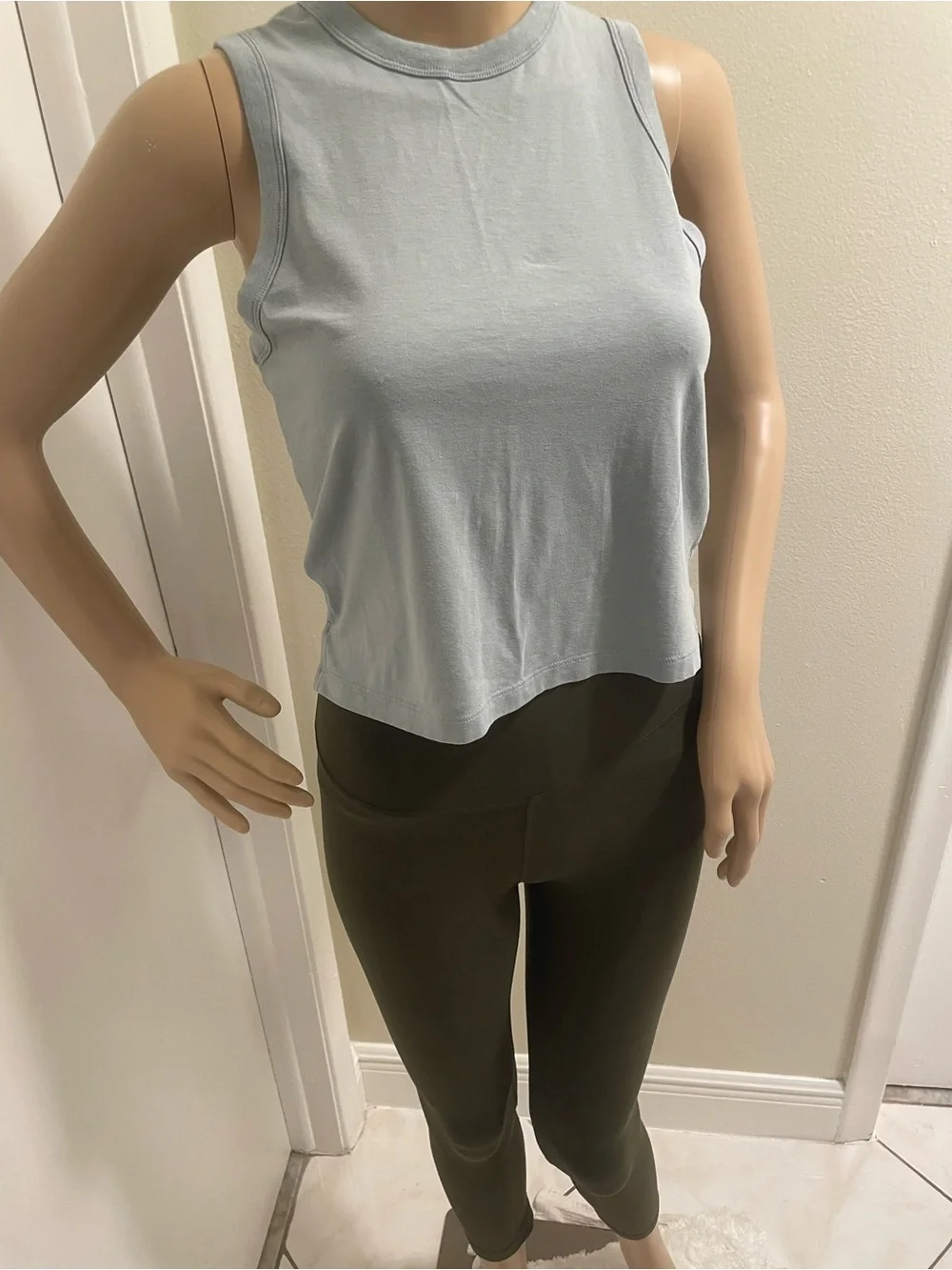 lululemon athletica Pale Blue Sleeveless Cropped Tank